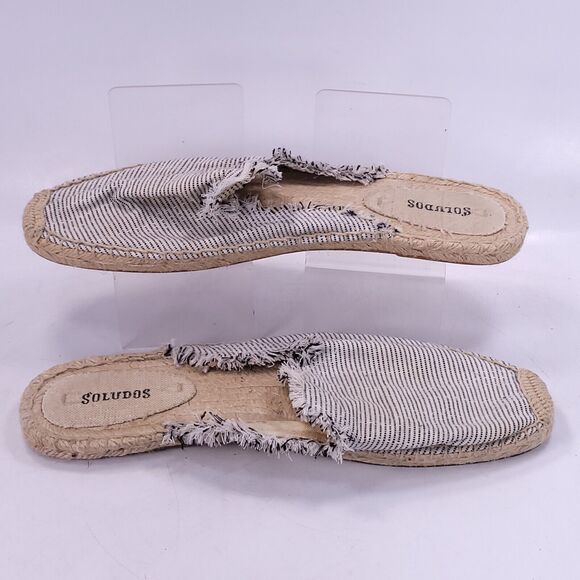 Soludos Slip on Casual Canvas Flat Shoe Womens Size 10 Black White - Picture 5 of 8